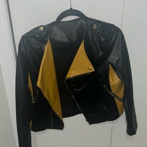 Small leather black and gold/yellow jacket